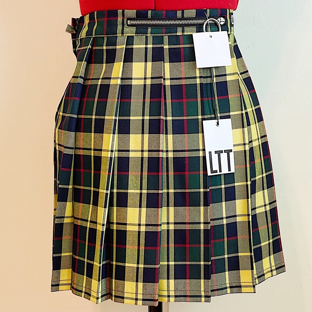 NWT Love Too True (LTT) Hayley Plaid Pleated Skirt